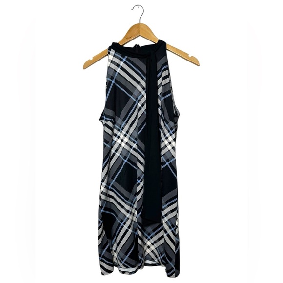 NWT Jude Connally | Maureen Printed Ponte Dress - Grand Plaid Black Size Medium - Picture 3 of 8